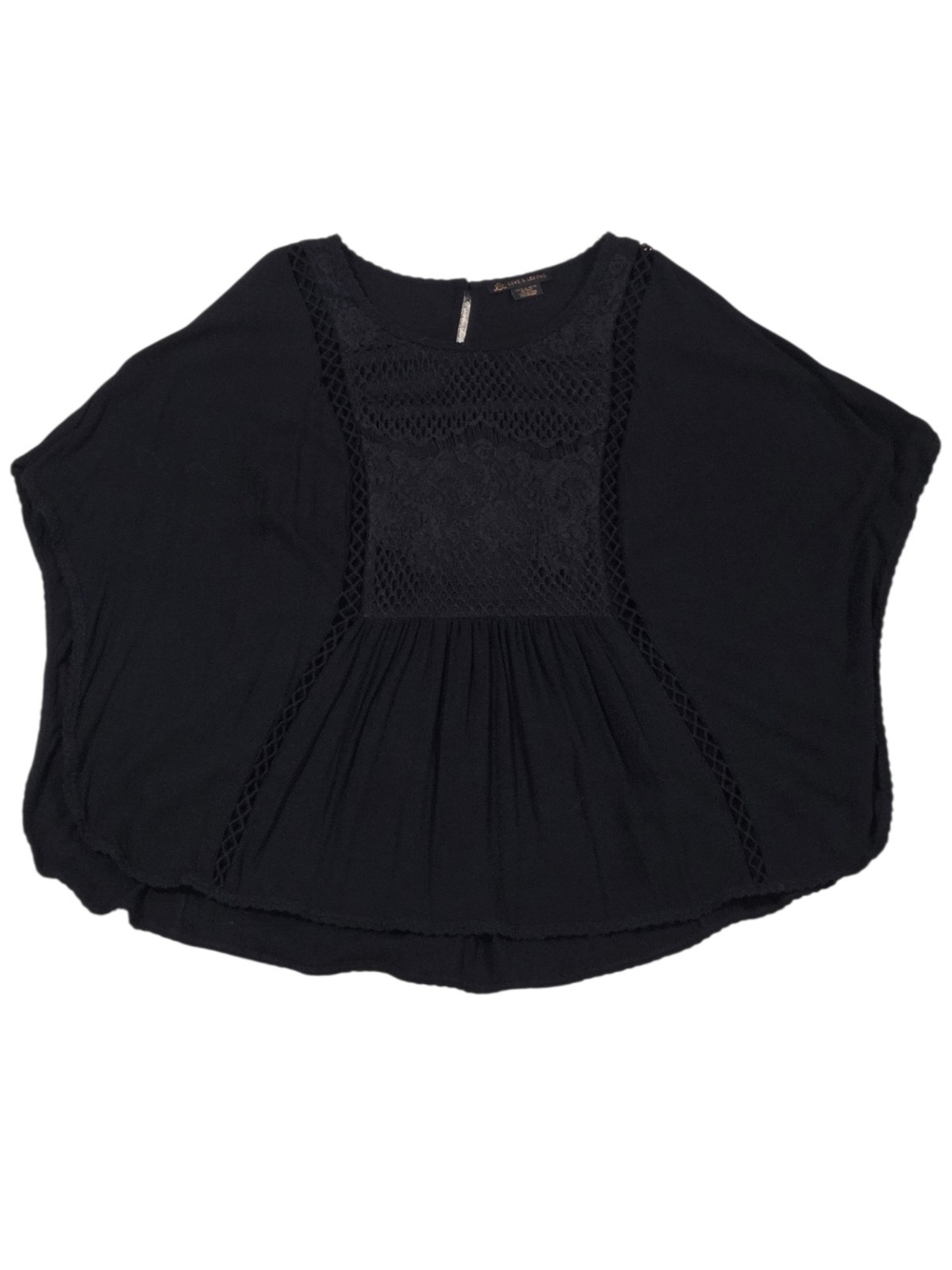 Love & Legend Black Crochet-Panel Tunic Top